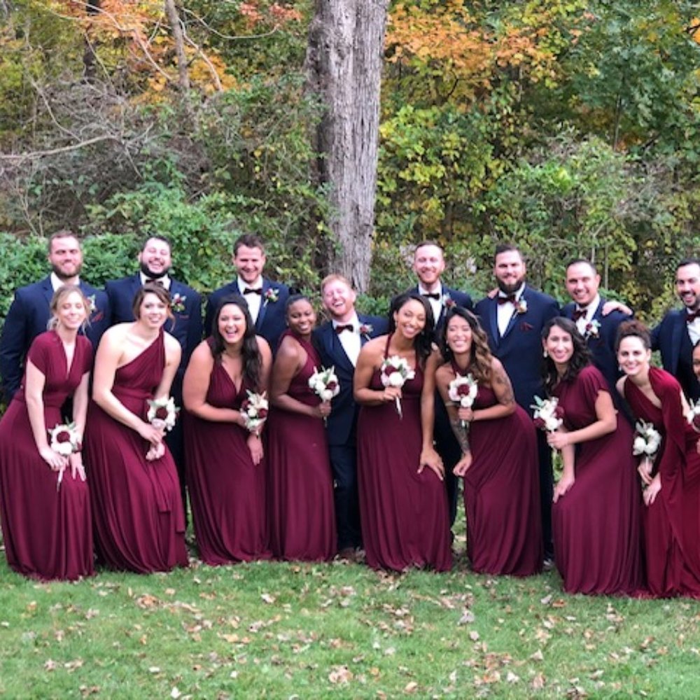 BRIDESMAID DRESS BURGUNDY W VERSITLE CHANGE STRAPS